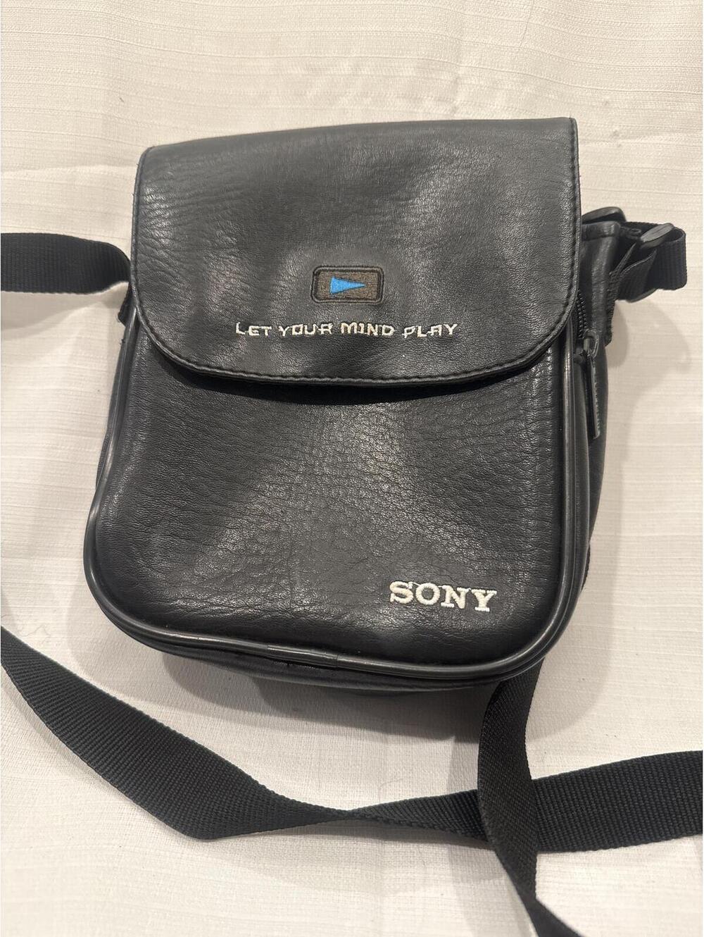 Vintage Sony Discman Walkman Carrying Case Black Bag Let Your Mind Play 90s CD